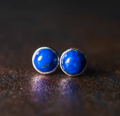 Lapis Lazuli & 925 Silver Celestial Studs