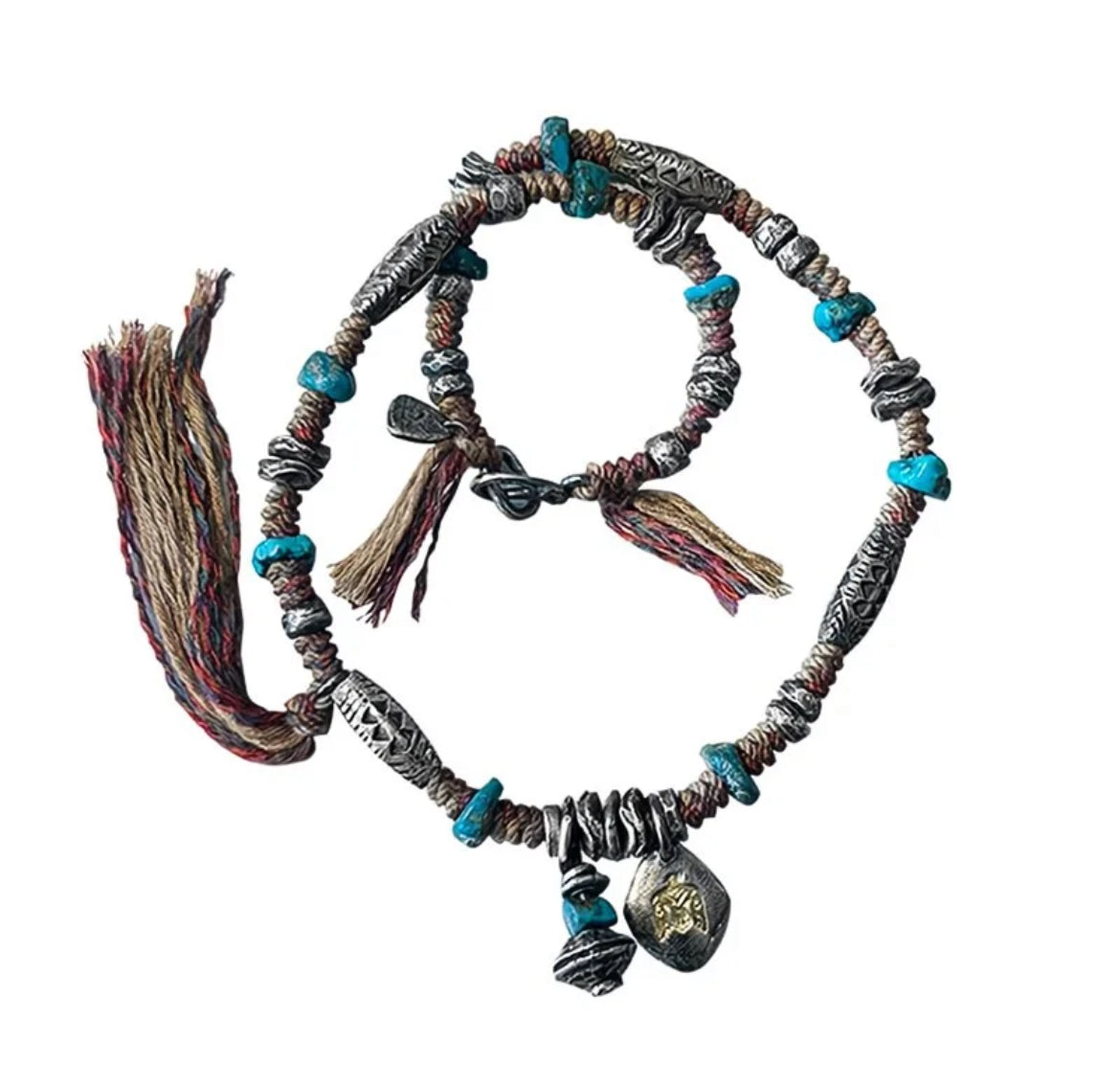 Realm Turquoise Shadow Tibetan Tassel Necklace