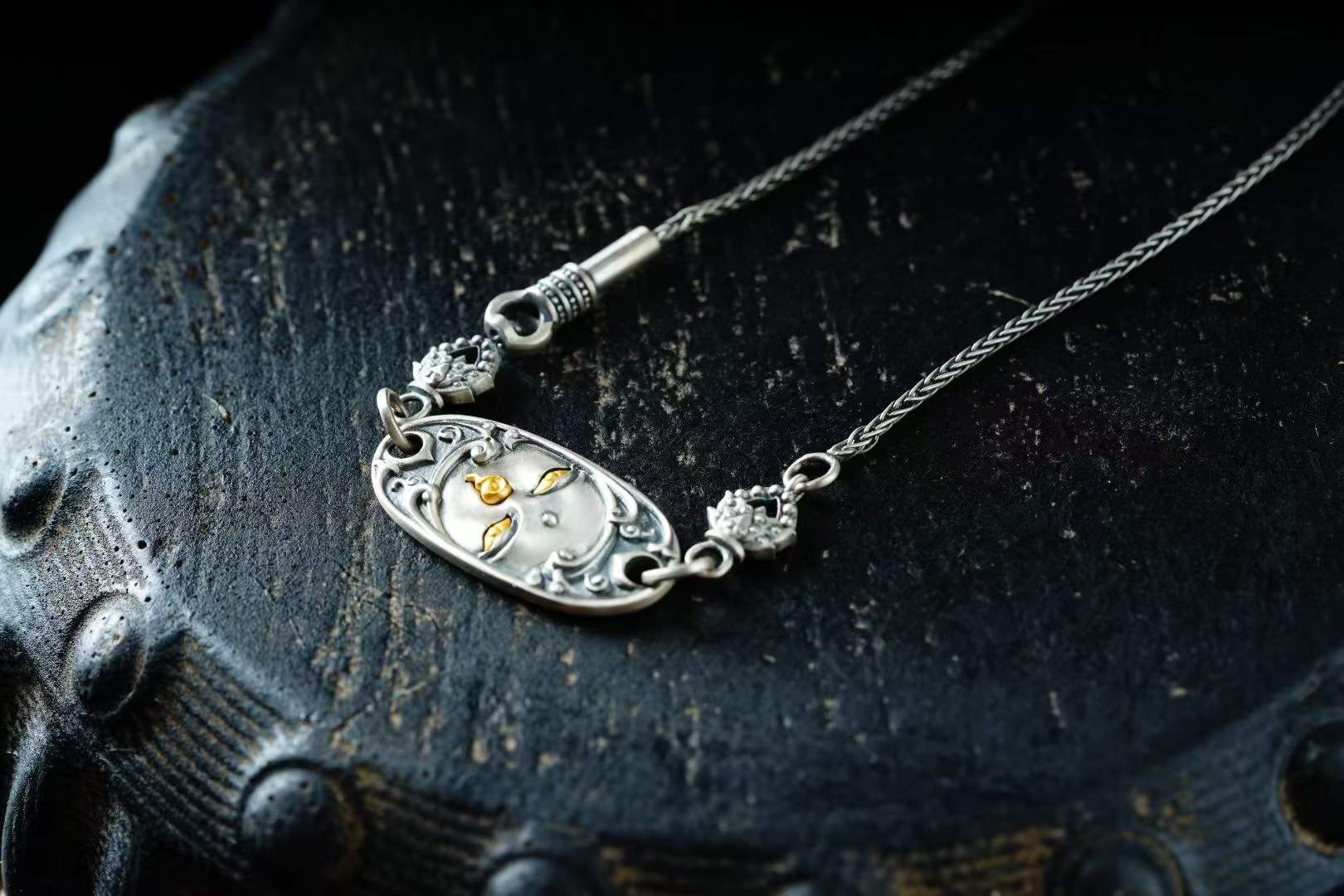 Green Tara 925 Silver Necklace — handmade Tibetan necklace