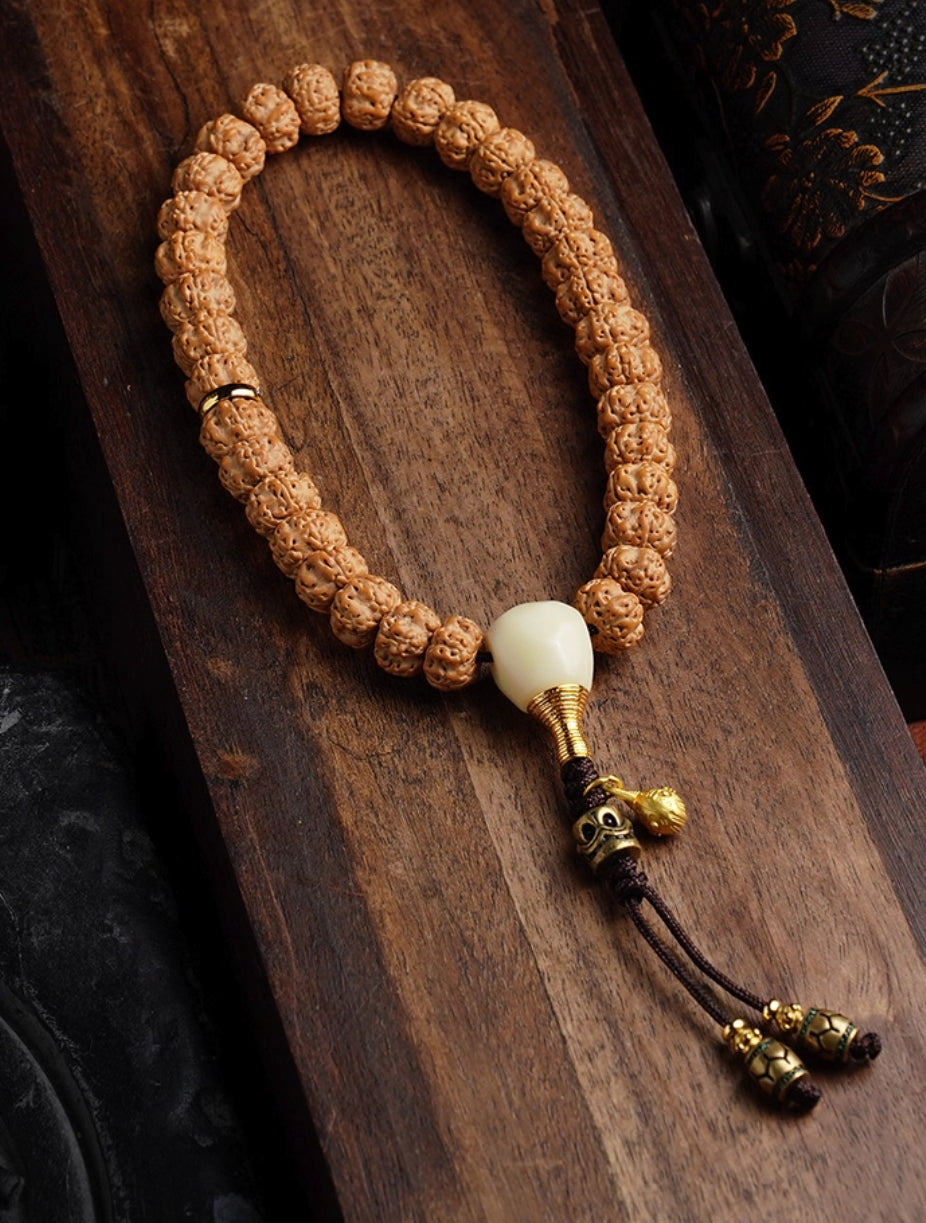 Small Rudraksha Bracelet – Natural Seeds, Handcrafted for Polishing & Good Fortune — handmade Tibetan bracelet
