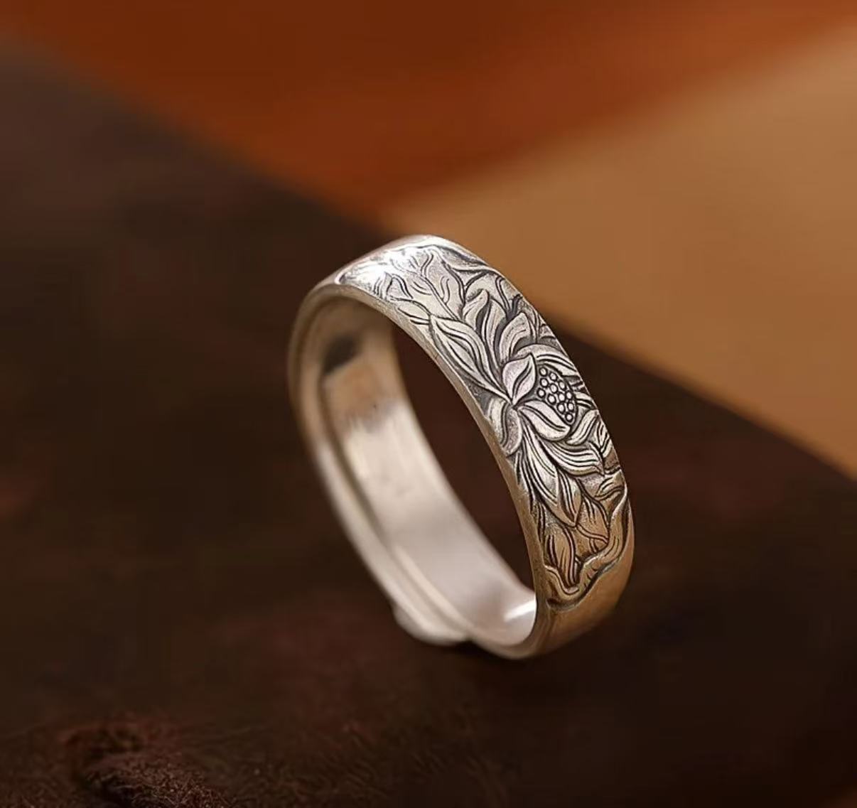 Lotus Serenity Ring — handmade Tibetan ring
