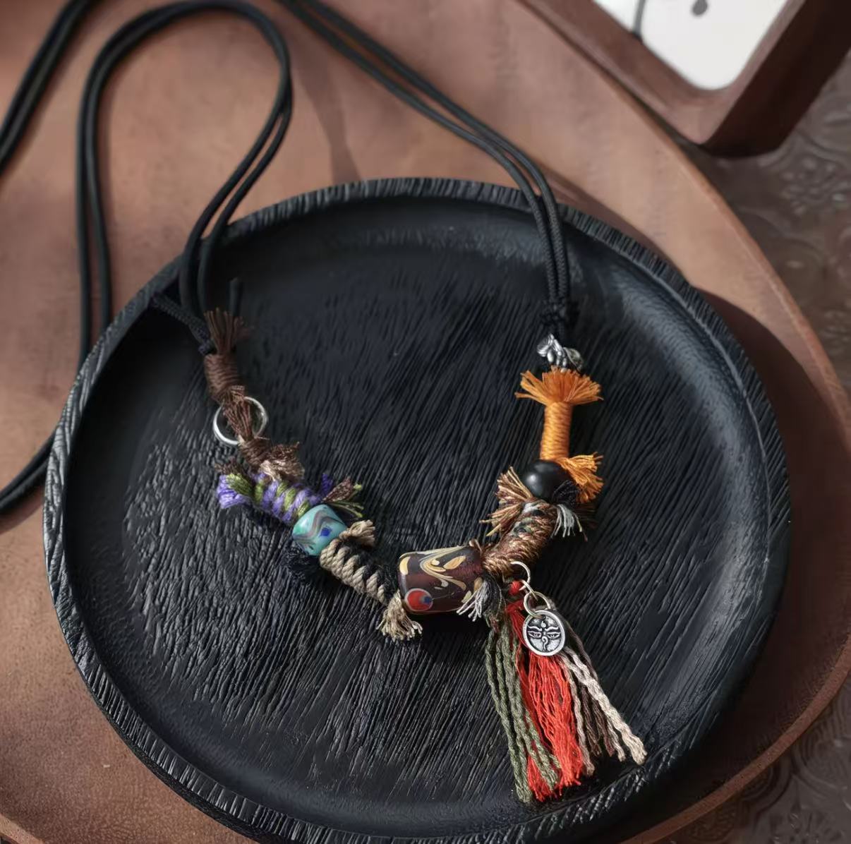 Tibetan Liuli Woven Necklace — handmade Tibetan necklace