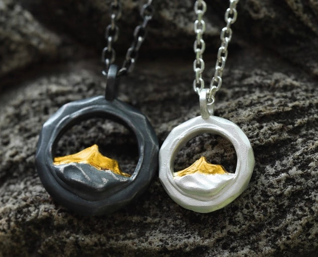 Sunlit Mountain Sterling Silver Necklace — handmade Tibetan necklace