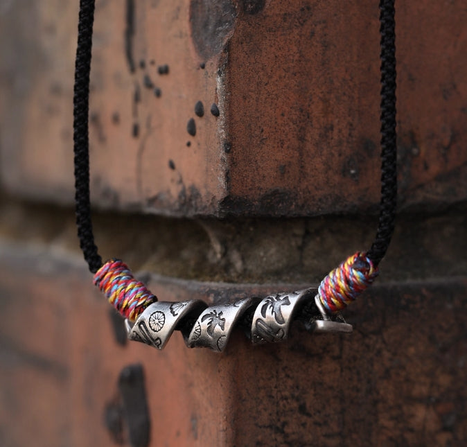 999 Fine Silver Spiral Beads Necklace — handmade Tibetan necklace