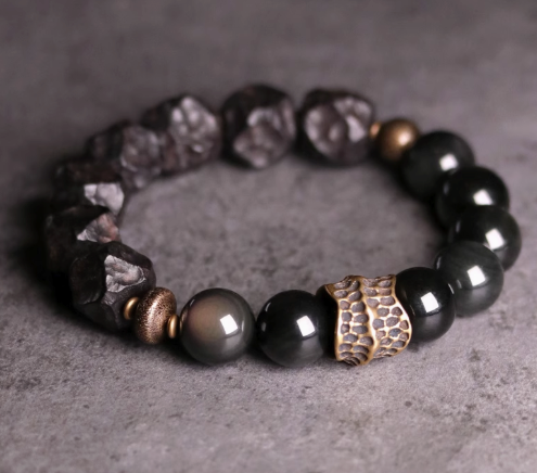 Shield of Calm – Black Obsidian Protection Bracelet — handmade Tibetan bracelet
