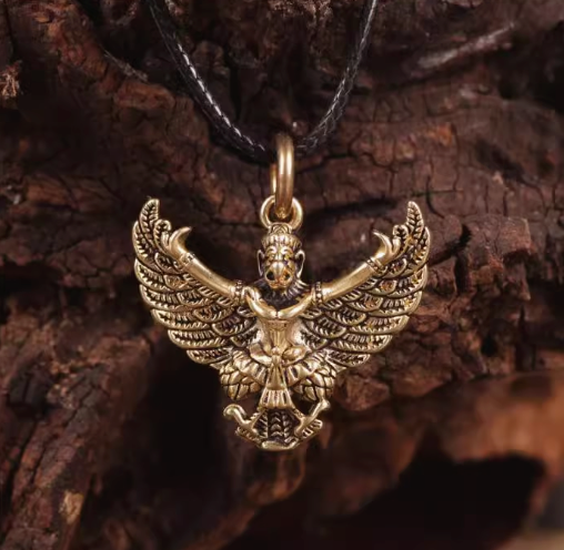 Tibetan Brass Garuda Pendant – For Wealth & Mythic Protection — handmade Tibetan pendant