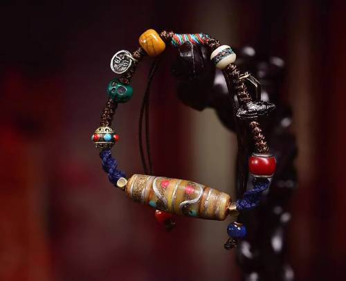 Sacred Dzi Bead Tibetan Protection Bracelet — handmade Tibetan bracelet