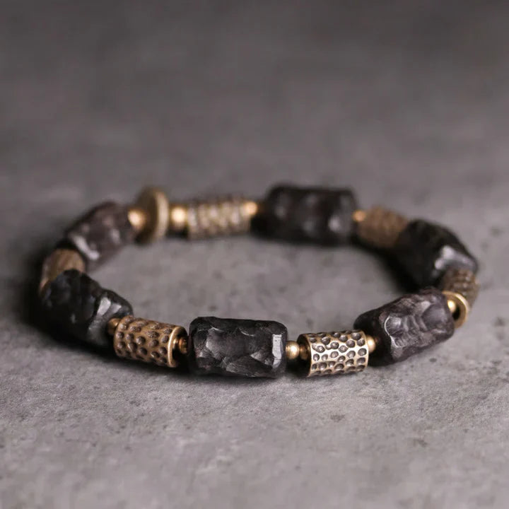 Stillness & Strength – Ebony Wood Copper Bracelet — handmade Tibetan bracelet