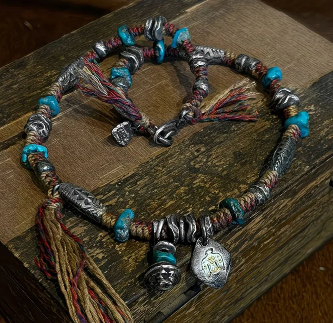 Realm Turquoise Shadow Tibetan Tassel Necklace