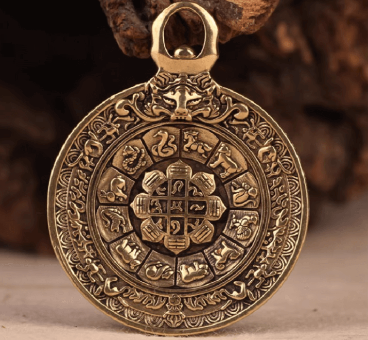 Brass Manjushri Pendant – For Protection, Wisdom & Spiritual Balance — handmade Tibetan pendant
