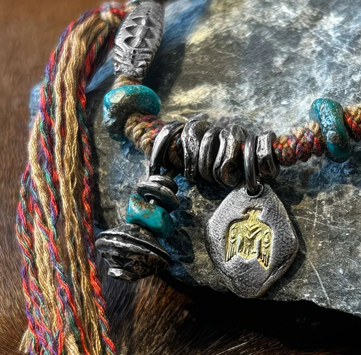 Realm Turquoise Shadow Tibetan Tassel Necklace