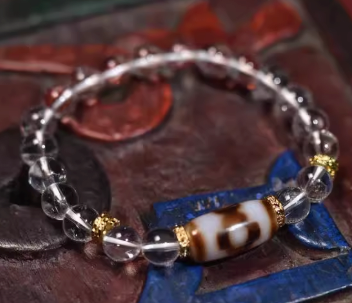 Clarity & Protection | Tibetan Dzi Crystal Healing Bracelet — handmade Tibetan bracelet