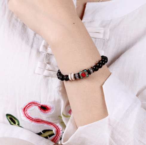 Ebony Wood Bracelet – For Peace, Focus & Subtle Strength — handmade Tibetan bracelet