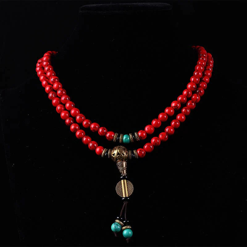 Red Turquoise mala — detail view 2
