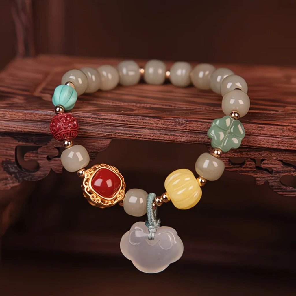 Tibetan Realm Spirit・Hetian Jade Multi - Gem Luck - Bringing Bracelet