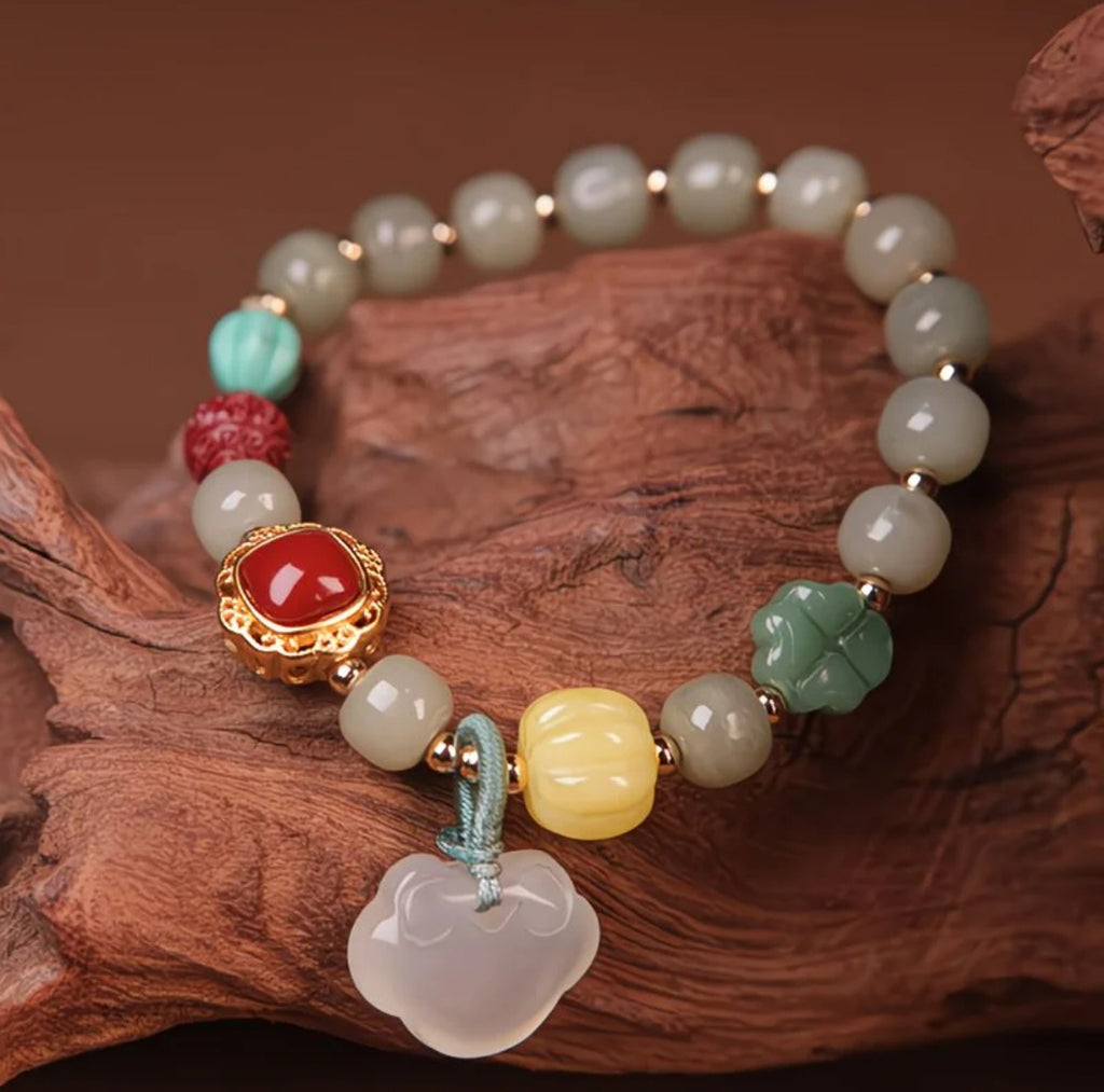 Tibetan Realm Spirit・Hetian Jade Multi - Gem Luck - Bringing Bracelet