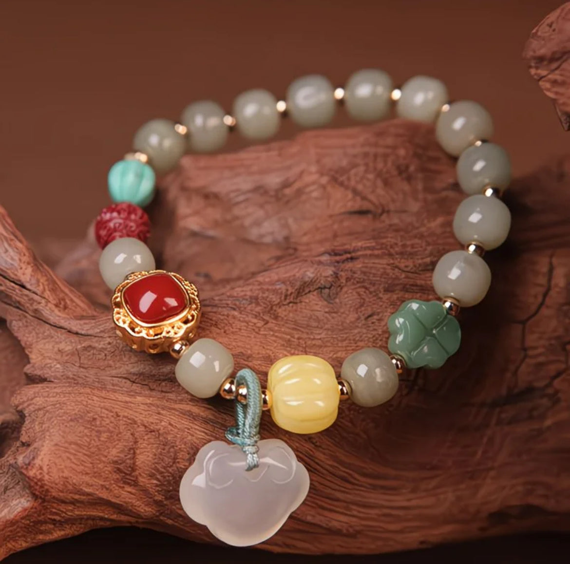 Tibetan Realm Spirit・Hetian Jade Multi - Gem Luck - Bringing Bracelet