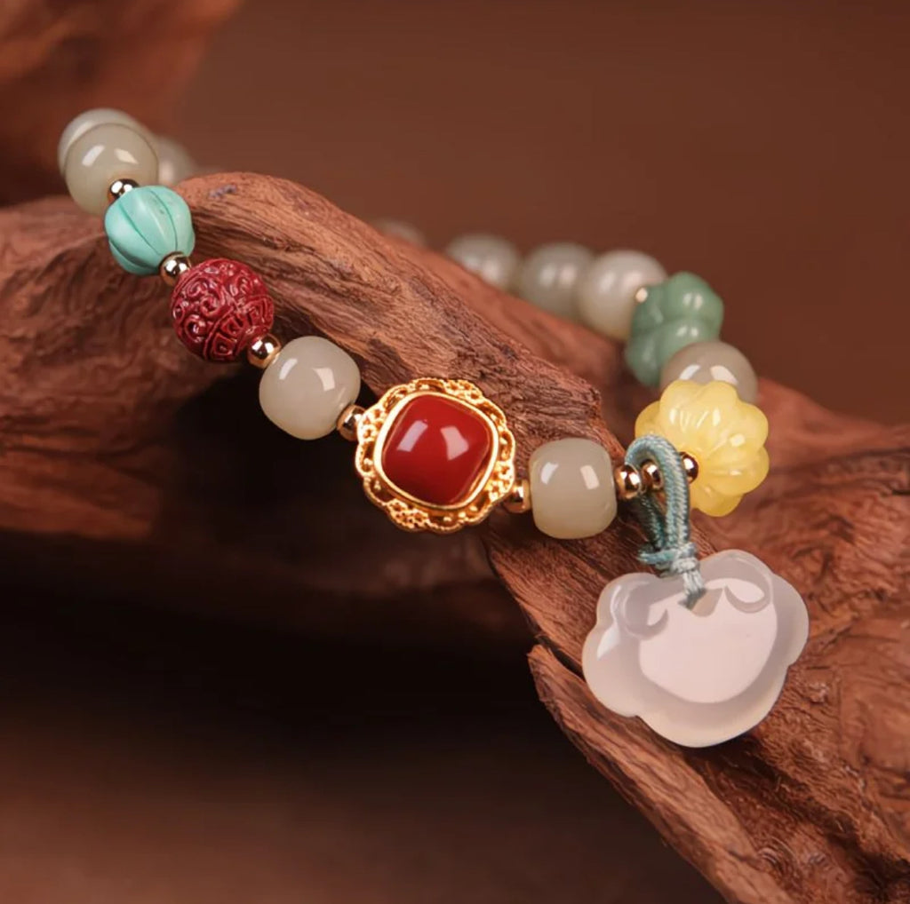 Tibetan Realm Spirit・Hetian Jade Multi - Gem Luck - Bringing Bracelet