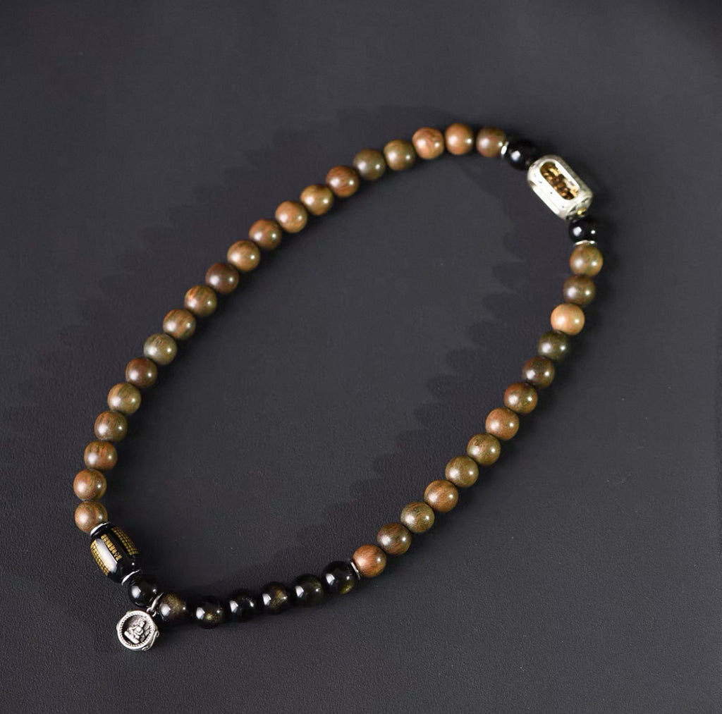 Golden Sheen Obsidian Fortune-Gathering Double-Loop Bracelet