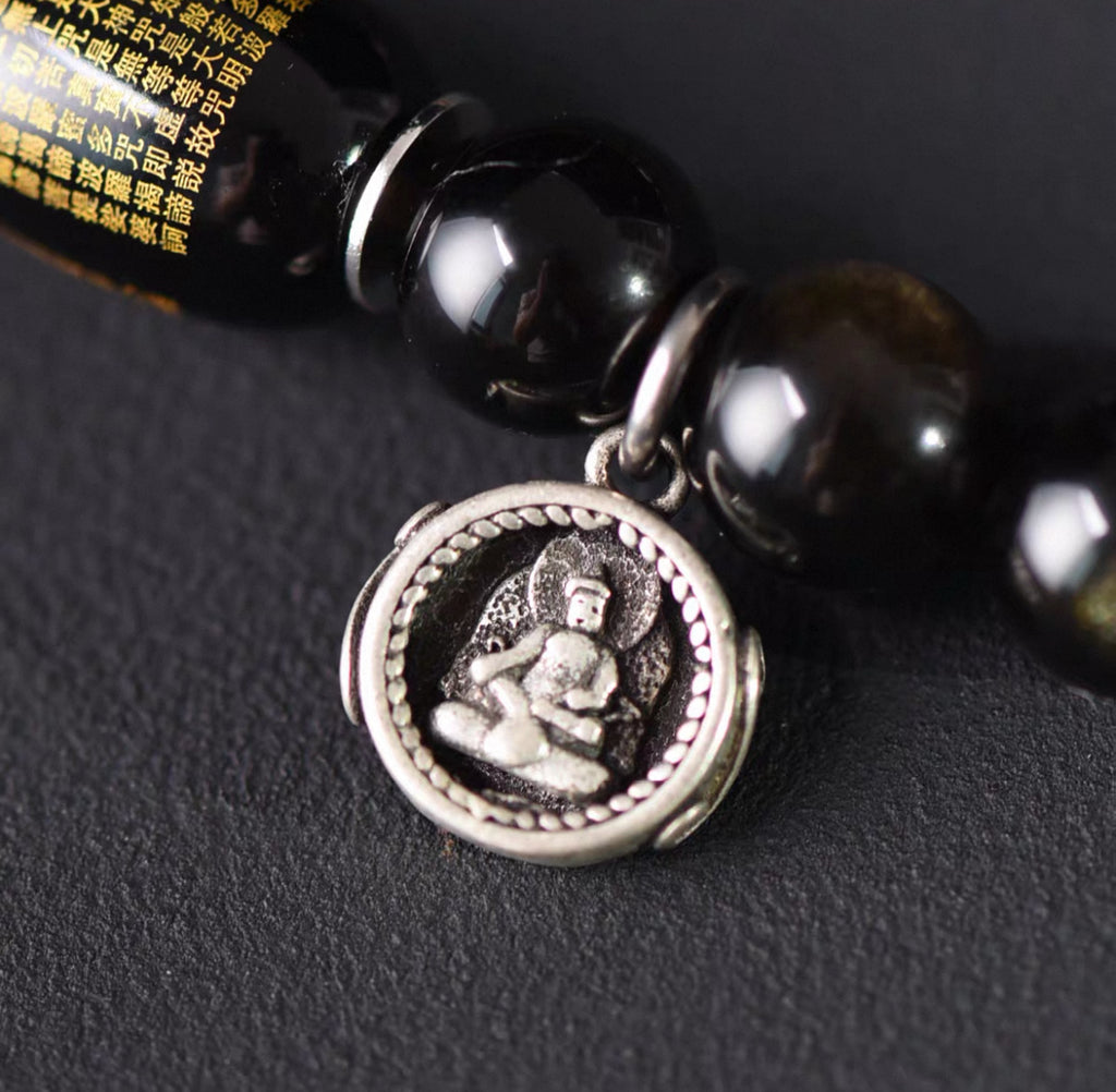 Golden Sheen Obsidian Fortune-Gathering Double-Loop Bracelet