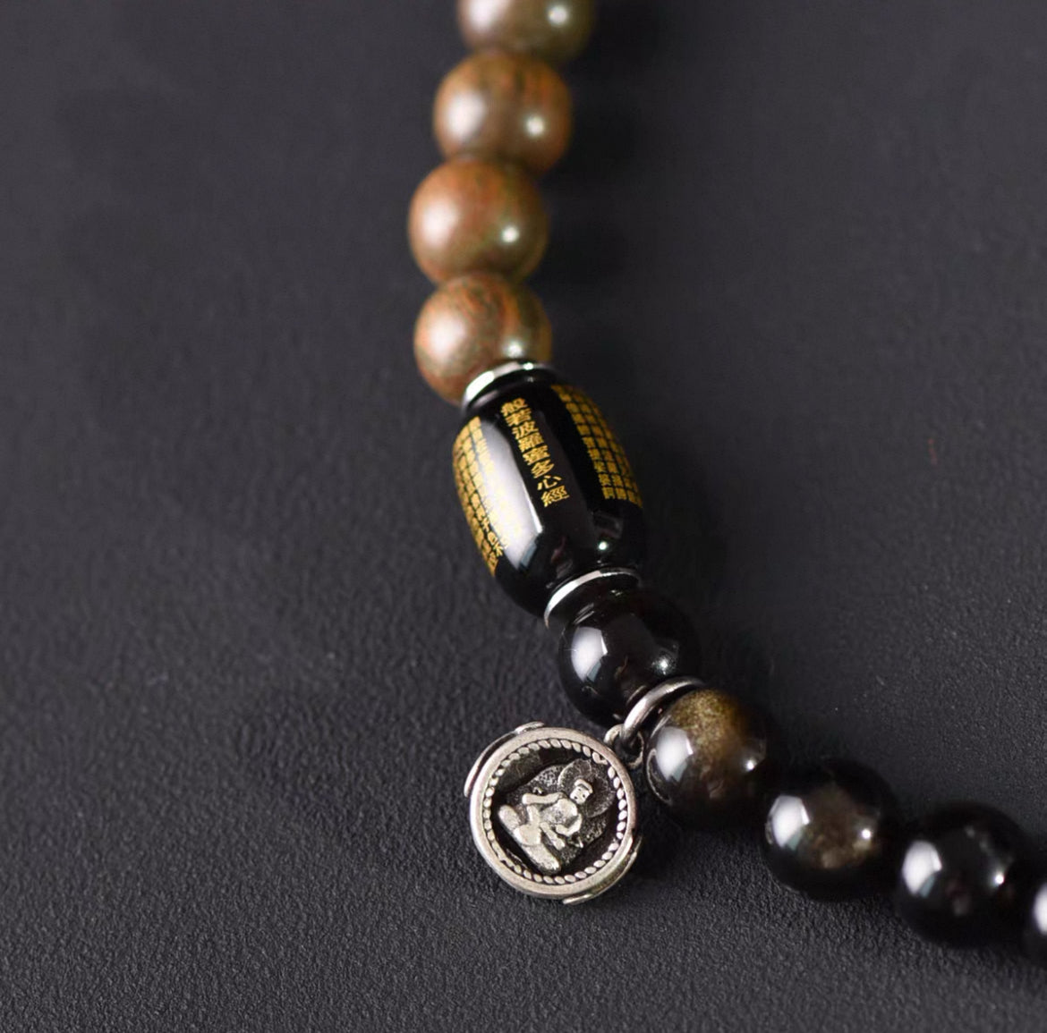 Golden Sheen Obsidian Fortune-Gathering Double-Loop Bracelet