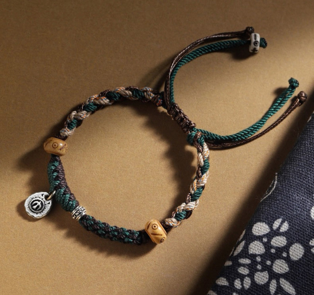 Spiritual Tibetan Ox Bone Rune Retro Bracelet