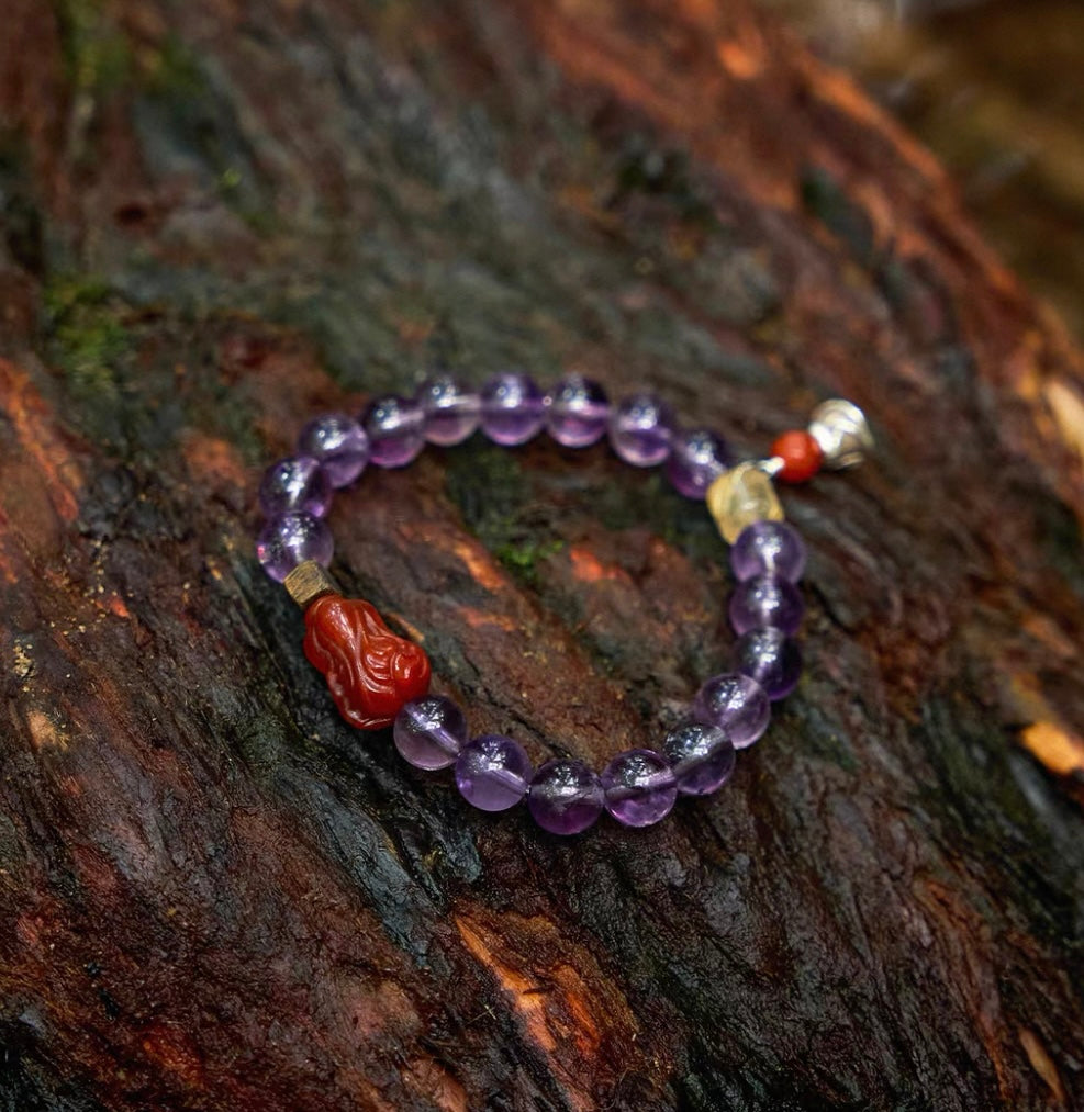 Wealth Energy Amethyst &amp; Rutilated Quartz Bracelet