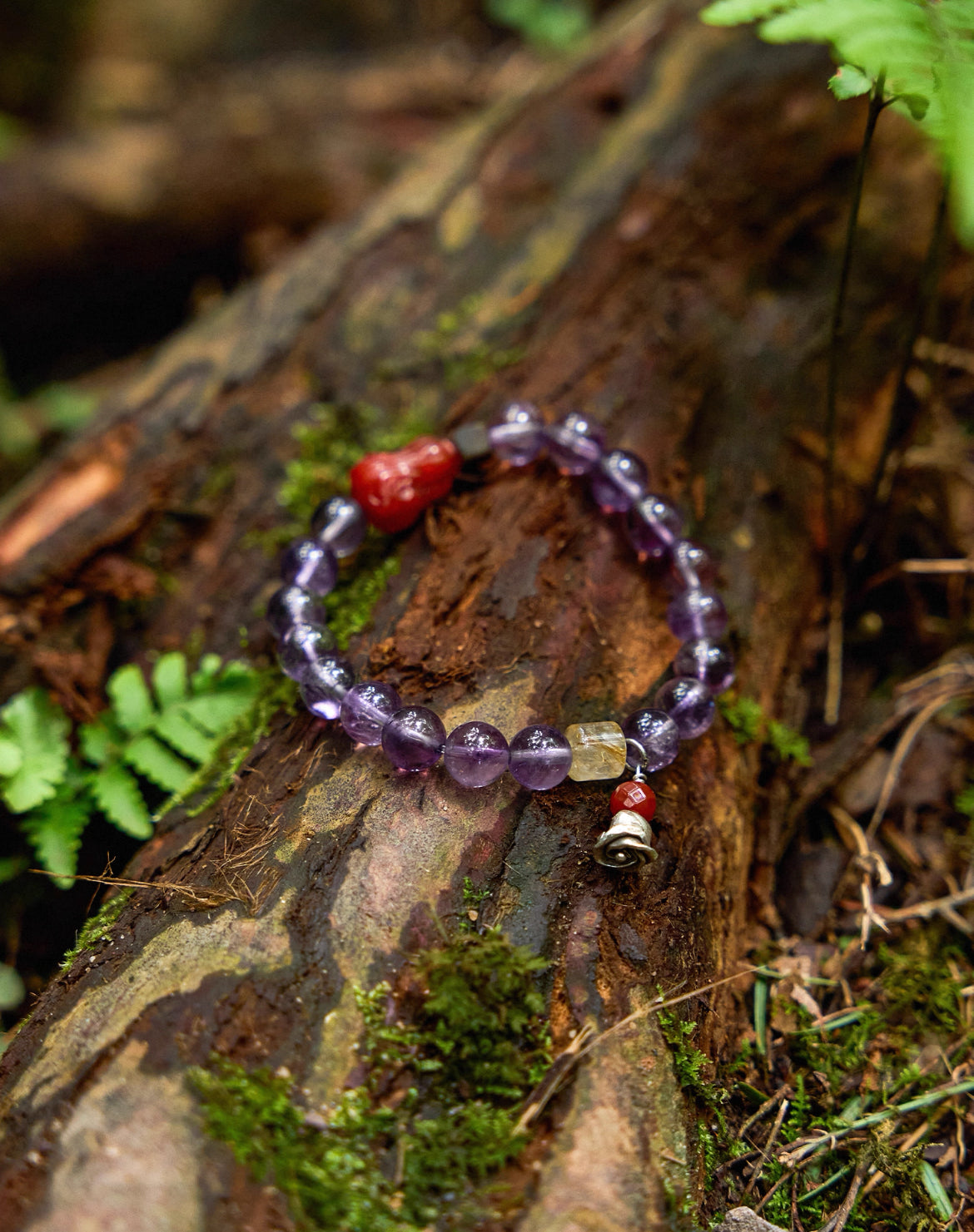 Wealth Energy Amethyst &amp; Rutilated Quartz Bracelet