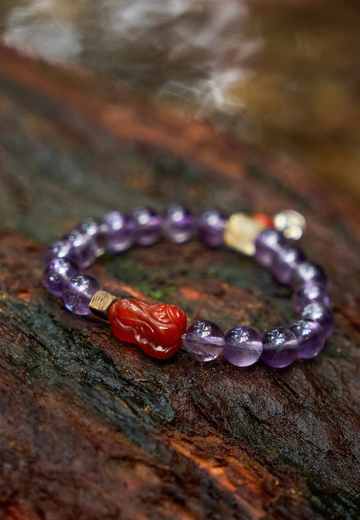 Wealth Energy Amethyst &amp; Rutilated Quartz Bracelet