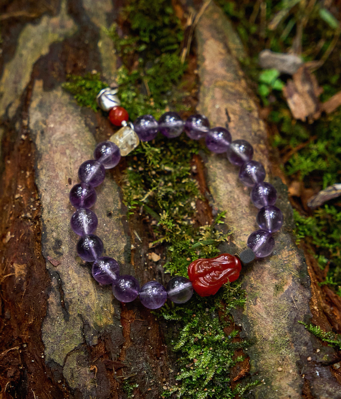 Wealth Energy Amethyst &amp; Rutilated Quartz Bracelet