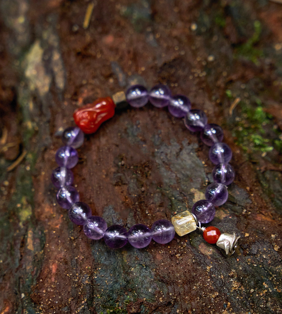 Wealth Energy Amethyst &amp; Rutilated Quartz Bracelet