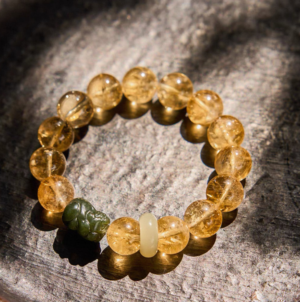 Wealth-Advancing Citrine Pixiu Bracelet