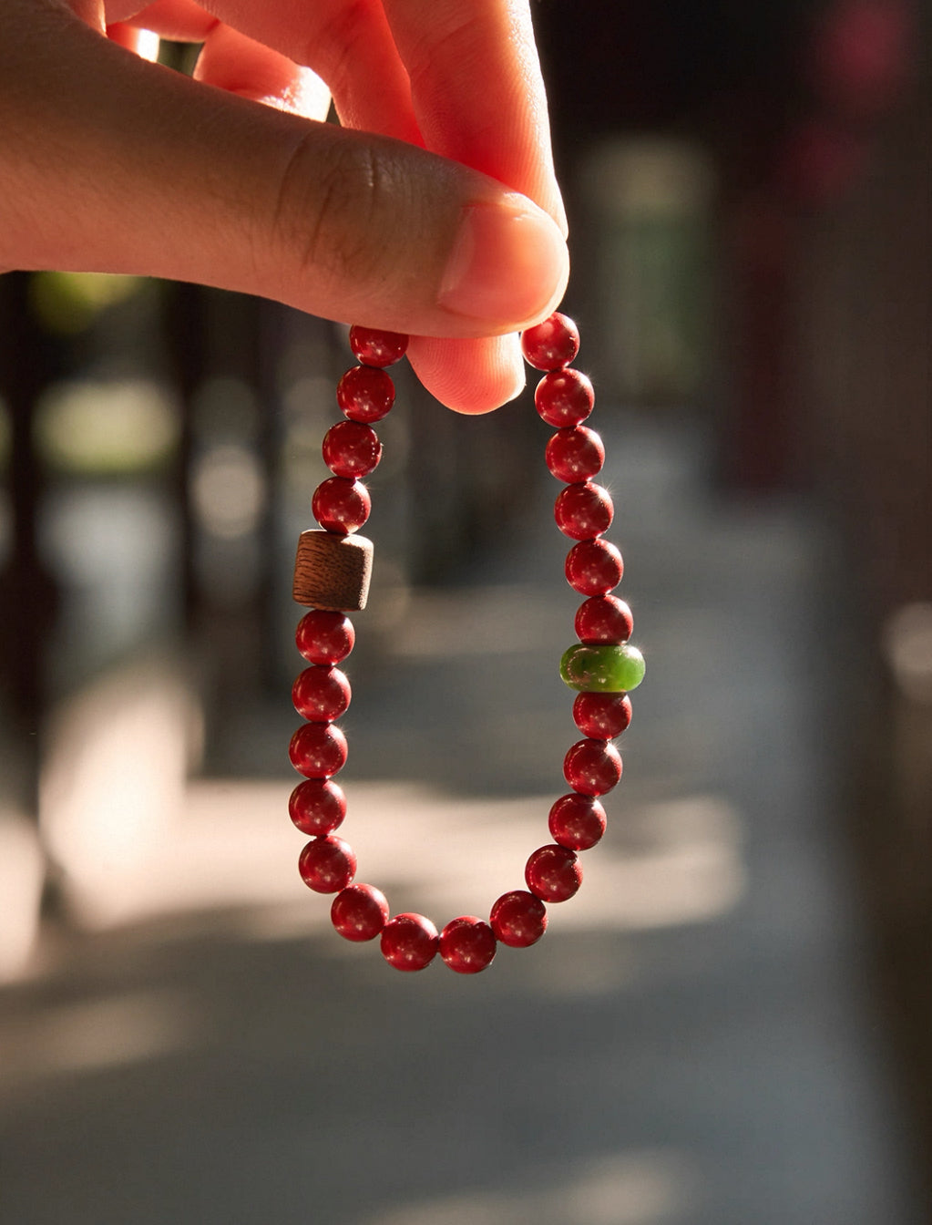 Cinnabar Jade Buckle Evil-Warding Bracelet
