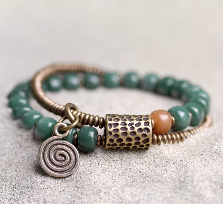 Aged Bodhi Seed Mala Bracelet — handmade Tibetan bracelet