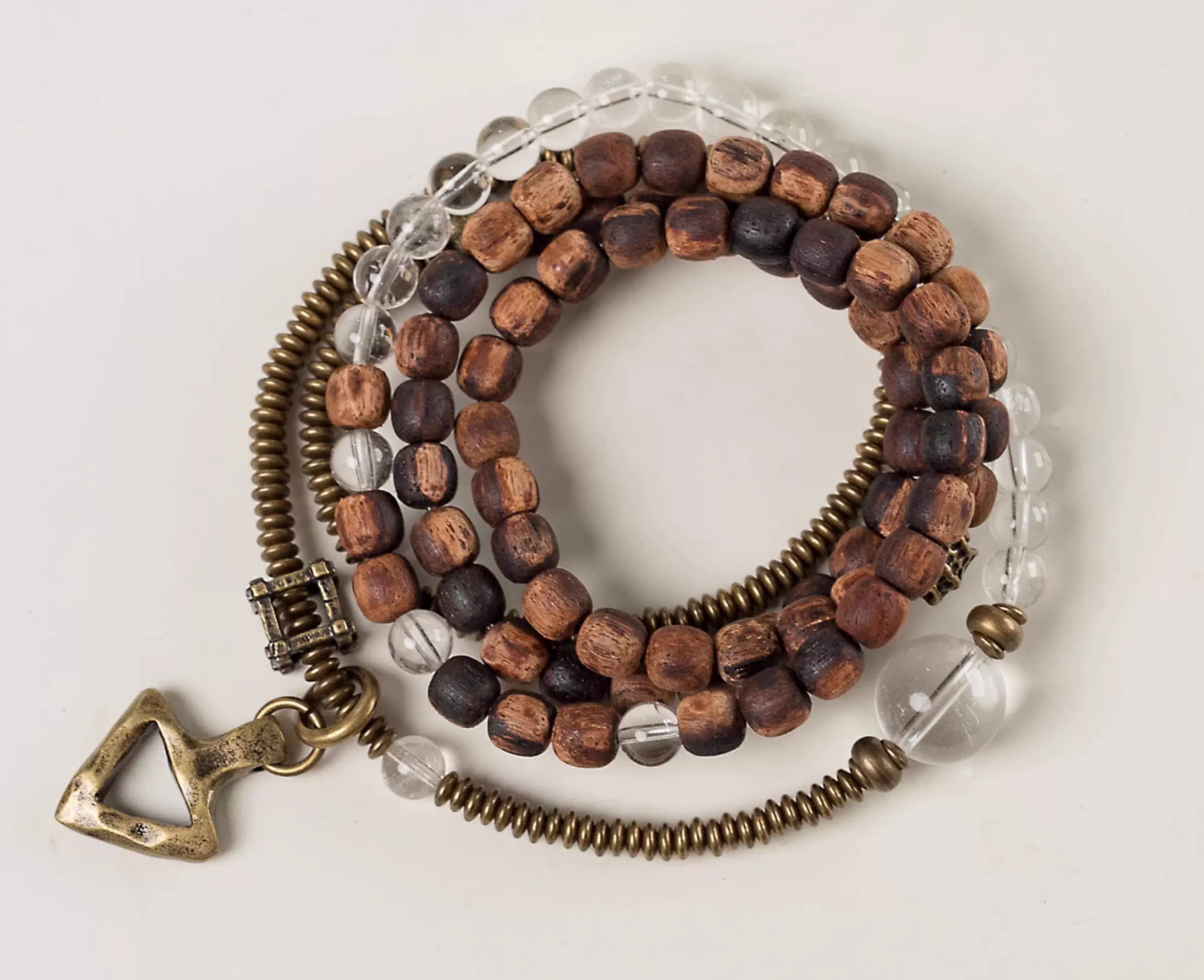 Lignum Rhodium & Clear Quartz Convertible Mala — handmade Tibetan mala