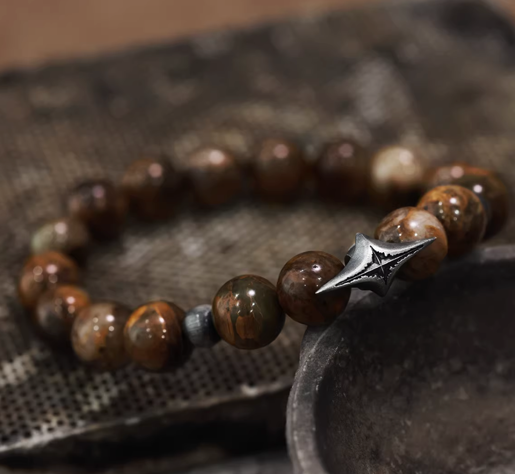 Himalayan Golden Storm & Silver Guide Bracelet — handmade Tibetan bracelet