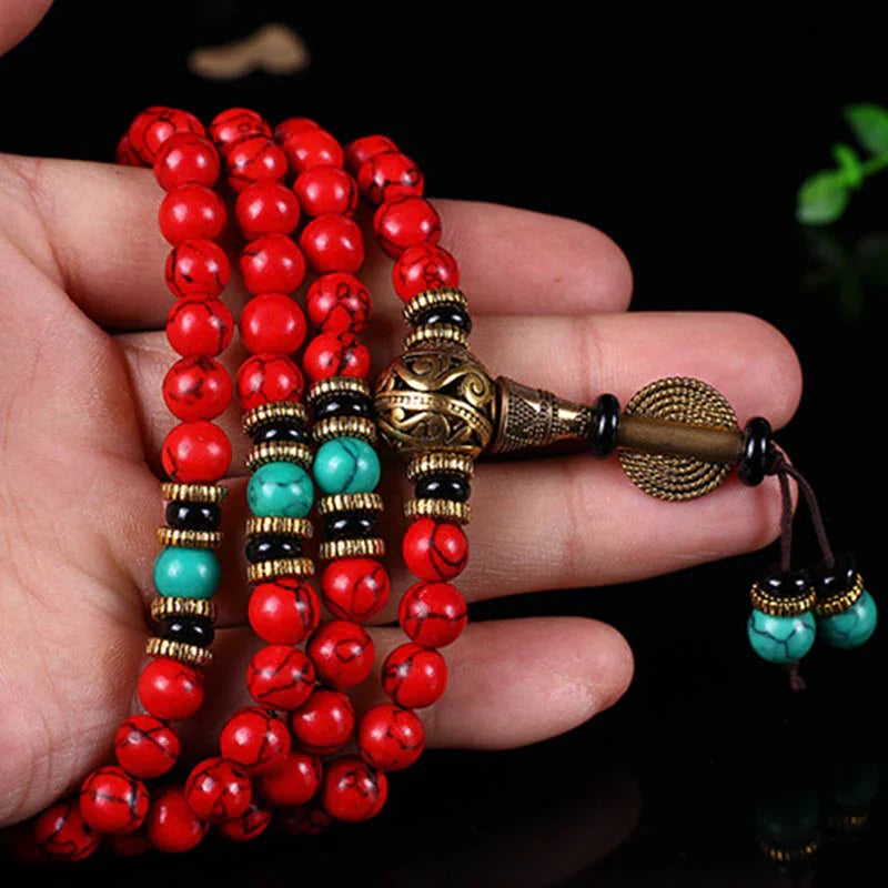 Red Turquoise mala — detail view 4