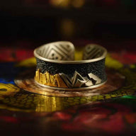 Golden Mountain Namcha Barwa Ring — Au990 Gold & S925 Silver, Adjustable — front view
