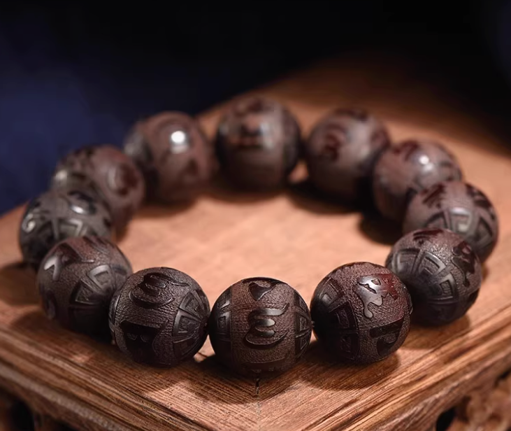 Red Sandalwood Mantra Bracelet – Tibetan Prayer Beads for Strength & Serenity — handmade Tibetan bracelet
