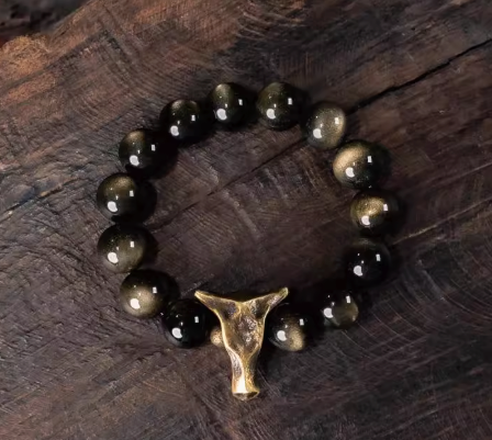 Obsidian Bullforce Bracelet – Power, Protection & Presence — handmade Tibetan bracelet