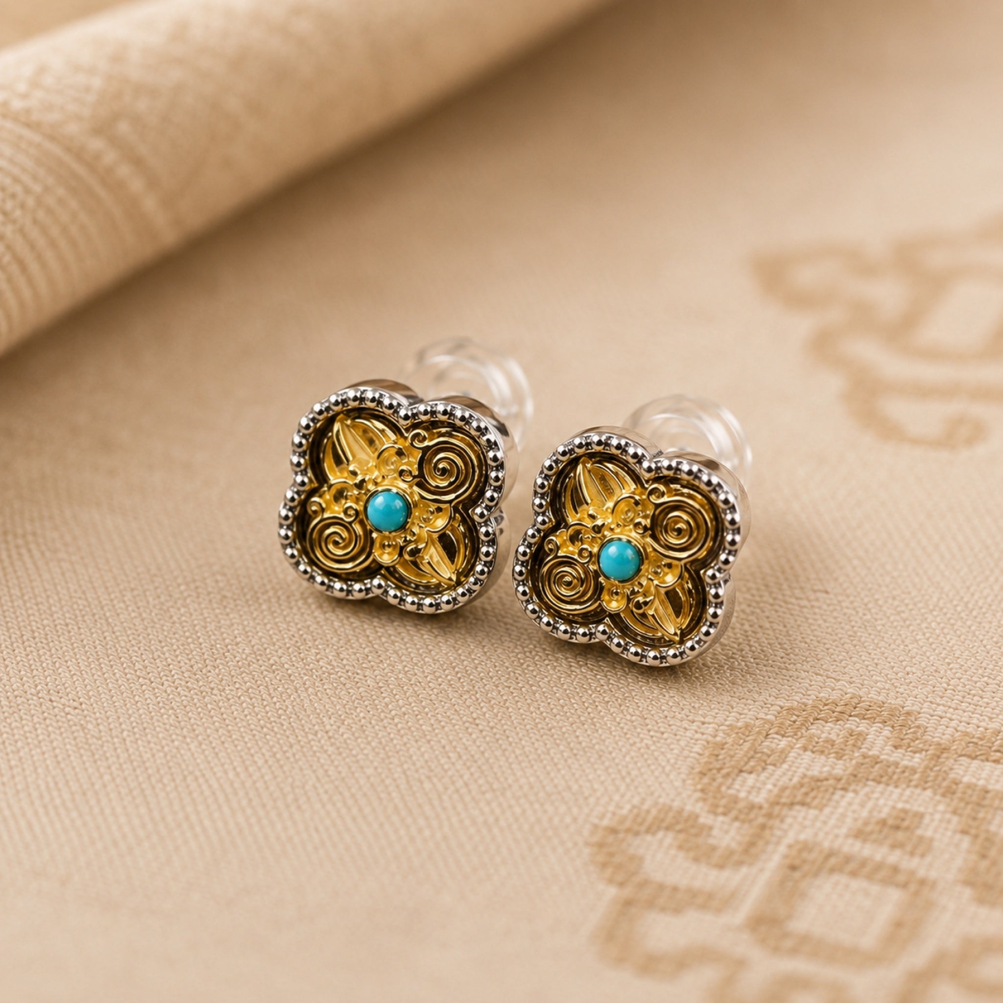 crossed vajra stud earrings — detail view 2
