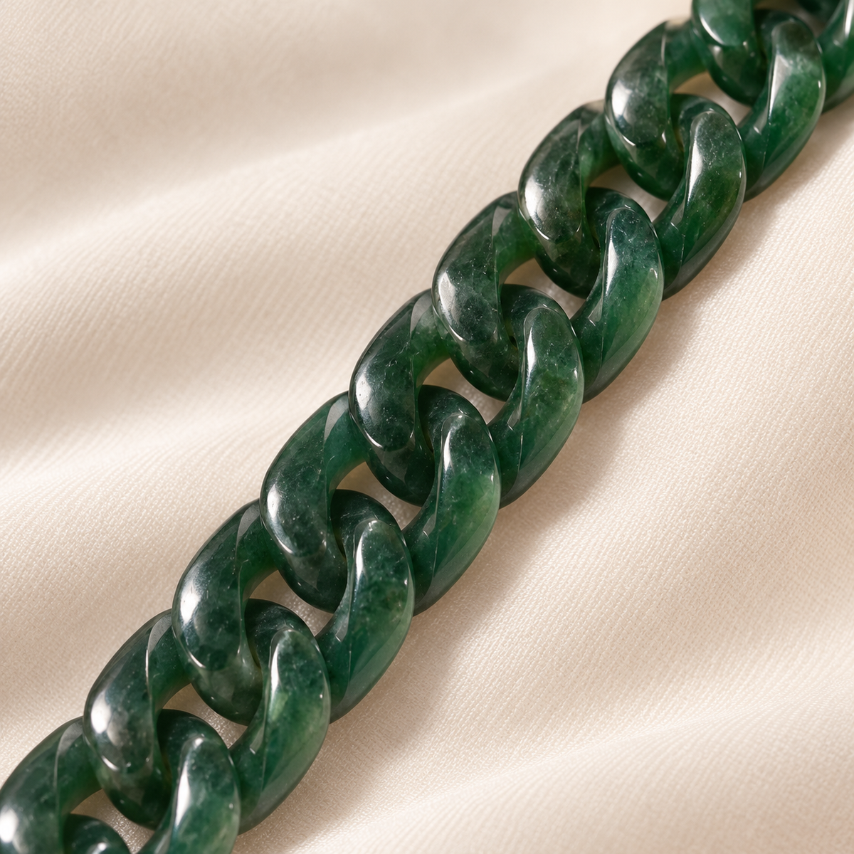 Forest Green Jadeite Cuban Link Bracelet — detail view 3